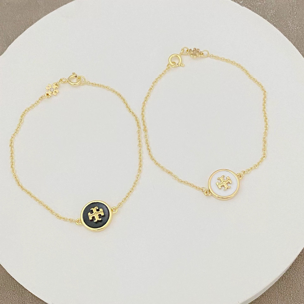 Tory Burch Geometric Circle Letter Enamel Bracelet